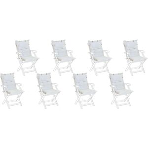 Beliani - Set of 8 Outdoor Seat/Back Cushion Padded Removable Headrest Pad Off-White maui