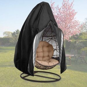 SOLLBRY Patio Chair Covers with Zipper, Wicker Swing Chair Covers, Waterproof, Weatherproof, Outdoor Chair Cover, Windproof Hanging Chair Cover, Black, 1