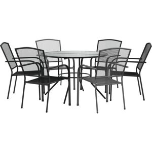 Stackable Garden Chair Set 7 pcs Anthracite Powder-coated Steel vidaXL