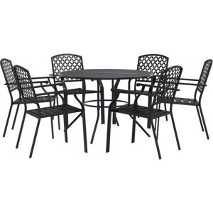 Stackable Garden Chair Set 7 pcs Anthracite Powder-coated Steel vidaXL