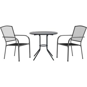 Stackable Garden Chair Set 3 pcs Anthracite Powder-coated Steel Vidaxl