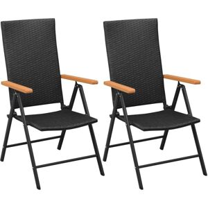 Bonnevie - Stackable Garden Chairs 2 pcs,Outdoor Chair Poly Rattan Black VSVS214932