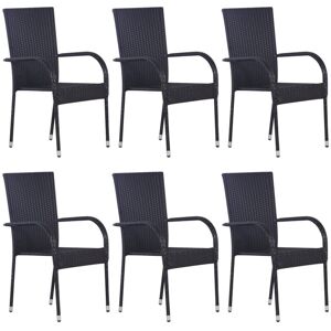 Bonnevie - Stackable Outdoor Chairs 6 pcs,Garden Chair Poly Rattan Black VSVS72563
