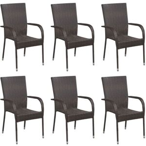 Bonnevie - Stackable Outdoor Chairs 6 pcs,Garden Chair Poly Rattan Brown VSVS12738