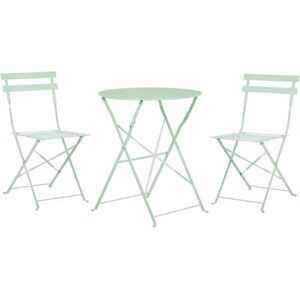 Beliani - Outdoor Patio 3 Piece Bistro Set Mint Green Steel Round Table and Chairs Fiori