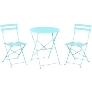 Beliani - Outdoor Patio 3 Piece Bistro Set Blue Steel Round Table and Chairs Fiori