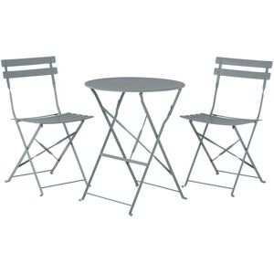 Beliani - Outdoor Patio 3 Piece Bistro Set Grey Steel Round Table and Chairs Fiori
