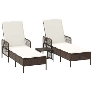Vidaxl - Sun lounger Reclining 2 pcs Brown 35 x 35 x 32cm Poly Rattan