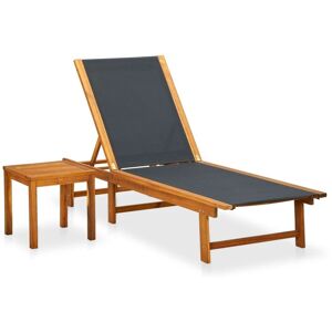 Bonnevie - Sun Lounger,Deck chair,Lounge chair with Table Solid Acacia Wood and Textilene VSVS140669
