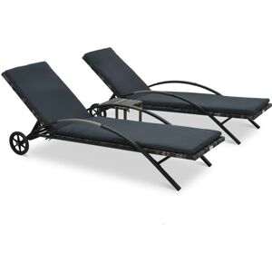 Bonnevie - Sun Lounger,Deck chair,Lounge chairs with Table Poly Rattan Anthracite VSVS516642