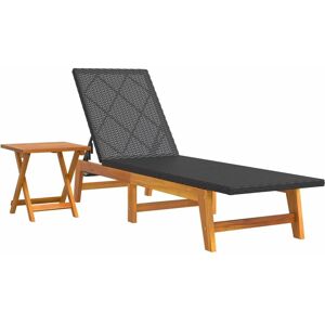 Vidaxl - Sun Lounger with Table Poly Rattan and Solid Wood Acacia