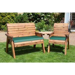 Charles Taylor - Wooden Companion Angled Garden 3 Seat Chair & Cover Green Cushion