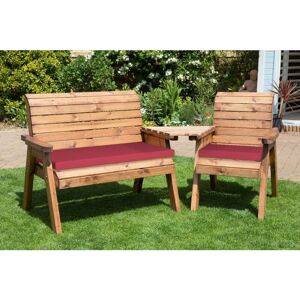 Charles Taylor - Wooden Companion Angled Garden 3 Seat Chair & Cover & Red Cushion