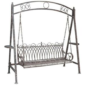 Biscottini - Three seater wrought iron rocking chair with antique rust finish
