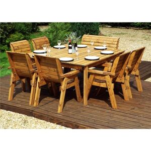 MARLBOROUGH Traditional Eight Seater Table Set with 6 x Chairs & 1 x Bench