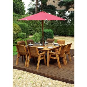 Marlborough - Traditional Eight Seater Table Set with 8 x Burgundy Chair Cushions, 1 x Burgundy Parasol & Base & 1 x Cushion Storage Bag