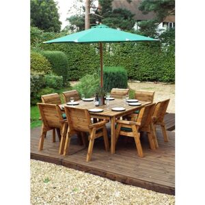 Marlborough - Traditional Eight Seater Table Set with 8 x Green Chair Cushions, 1 x Green Parasol & Base & 1 x Cushion Storage Bag