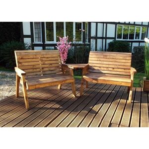 Charles Taylor - Twin 2 Seater Bench Set Quality, Wooden Garden Furniture - W264 x D90 x H98 - Fully Assembled