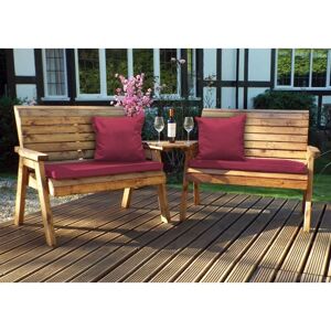 Charles Taylor - Twin Bench Set Angled with Cushions - W264 x D90 x H98 - Fully Assembled - Burgundy