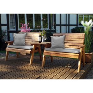 Charles Taylor - Twin Bench Set Straight with Cushions - W264 x D90 x H98 - Fully Assembled - Grey