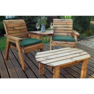 Charles Taylor - Wooden Companion 2 x Chair Coffee Table Angled & Green Cushion