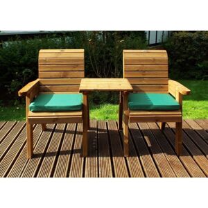Charles Taylor - Wooden Companion Straight Garden 2 Seat Chair Cover Green Cushion