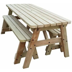 Arbor Garden Solutions - 3ft (90cm) Picnic table and bench set, natural (light-green) finish, Victoria compact rounded corners