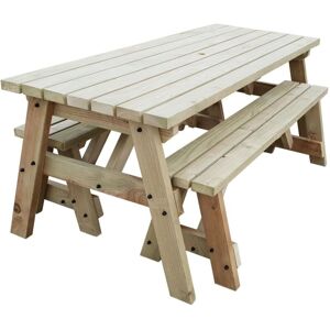 Arbor Garden Solutions - 3ft (90cm) Picnic table and bench set, natural (light-green) finish, Victoria compact square corners