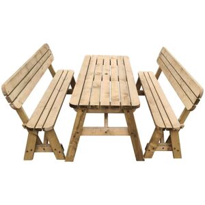 Arbor Garden Solutions - 3ft (90cm) Picnic table and bench set, rustic brown finish, Victoria with backrest rounded corners - Rustic brown
