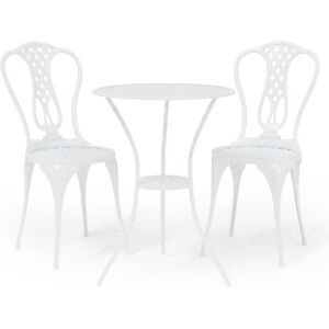 3 Piece Bistro Set Cast Aluminium White Vidaxl