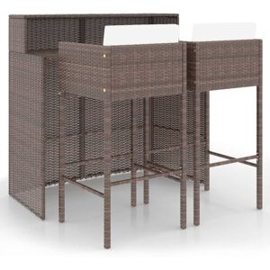 Vidaxl - 3 Piece Garden Bar Set with Cushions Poly Rattan Brown