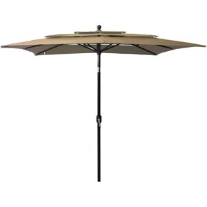 Vidaxl - 3-Tier Garden Parasol with Aluminium Pole Taupe 2.5x2.5 m
