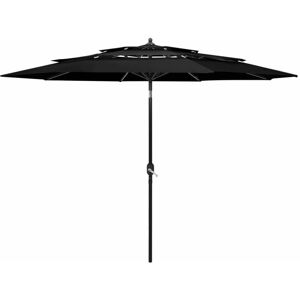 3-Tier Garden Parasol with Aluminium Pole Black 3 m Vidaxl