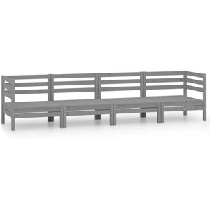 4 Piece Garden Lounge Set Grey Solid Pinewood Vidaxl