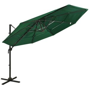 4-Tier Garden Parasol with Aluminium Pole Green 3x3 m Vidaxl
