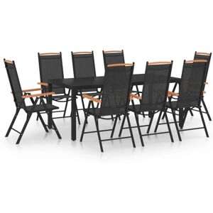 9 Piece Garden Dining Set Aluminium Black Vidaxl
