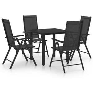 5 Piece Garden Dining Set Aluminium Black Vidaxl