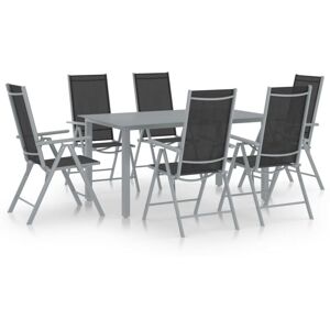 7 Piece Garden Dining Set Aluminium Silver and Black Vidaxl