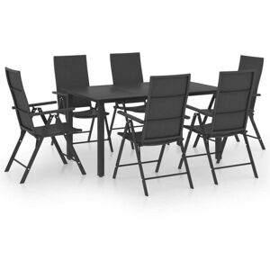 7 Piece Garden Dining Set Black Vidaxl