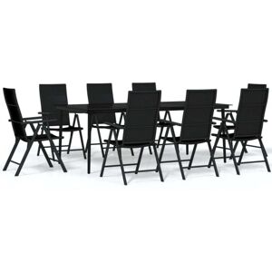 9 Piece Garden Dining Set Black Vidaxl