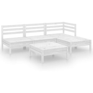 5 Piece Garden Lounge Set Solid Pinewood White Vidaxl