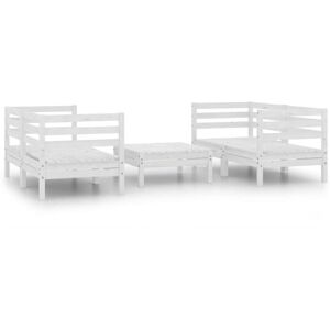 5 Piece Garden Lounge Set White Solid Pinewood Vidaxl