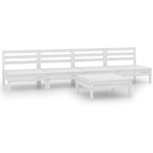 5 Piece Garden Lounge Set White Solid Pinewood Vidaxl