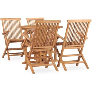 5 Piece Folding Outdoor Dining Set Solid Teak Wood Vidaxl