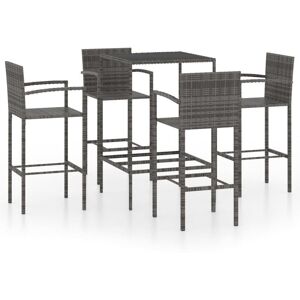 5 Piece Garden Bar Set Poly Rattan Grey Vidaxl