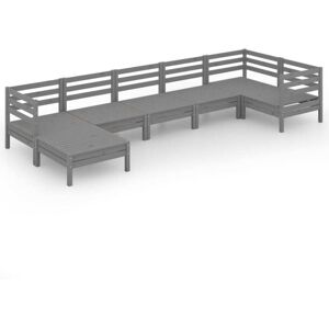 7 Piece Garden Lounge Set Solid Wood Pine Grey Vidaxl