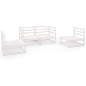 4 Piece Garden Lounge Set White Solid Wood Pine Vidaxl