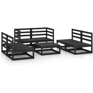 7 Piece Garden Lounge Set Black Solid Pinewood Vidaxl