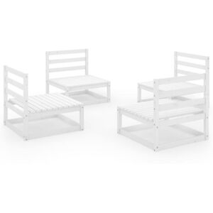 4 Piece Garden Lounge Set White Solid Wood Pine Vidaxl