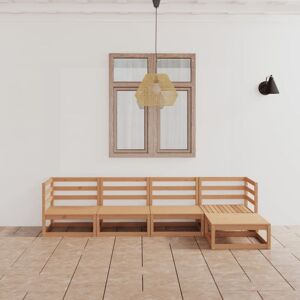 5 Piece Garden Lounge Set Honey Brown Solid Pinewood Vidaxl